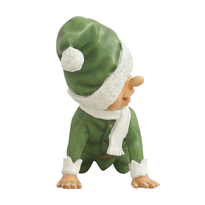 Naughty Crawling Christmas Elf in Green Santa Costume Display Prop