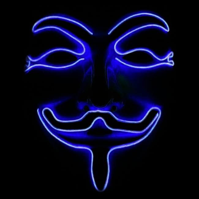 Light up Anonymous Mask - Blue