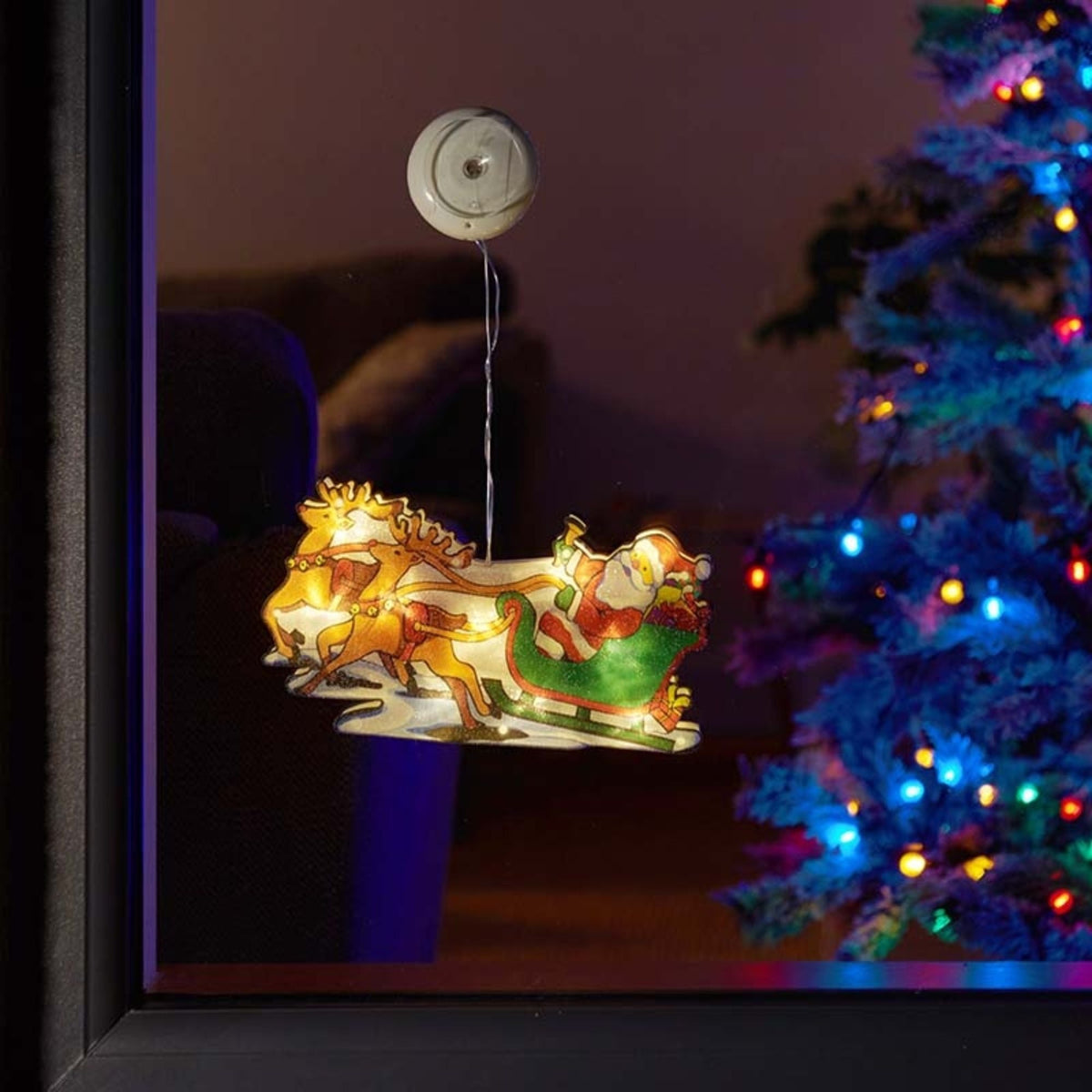 InLit Vintage Santa Sleigh Window Display Silhouette