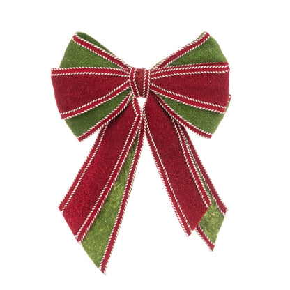 Large Red and Green Glitter Christmas Bow Clip