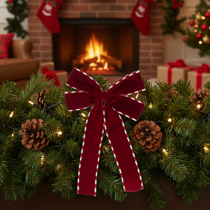 Deep Red Large Felt Christmas Bow