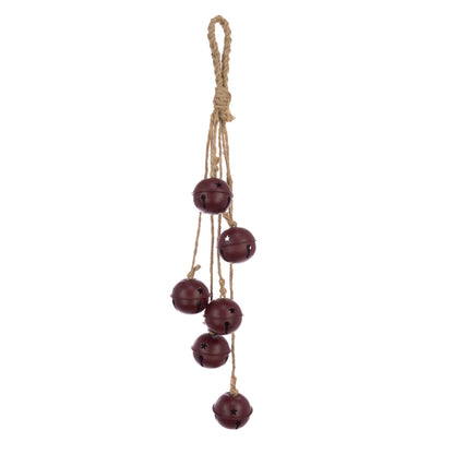 Burgundy Metal Christmas Hanging Bell Bunch