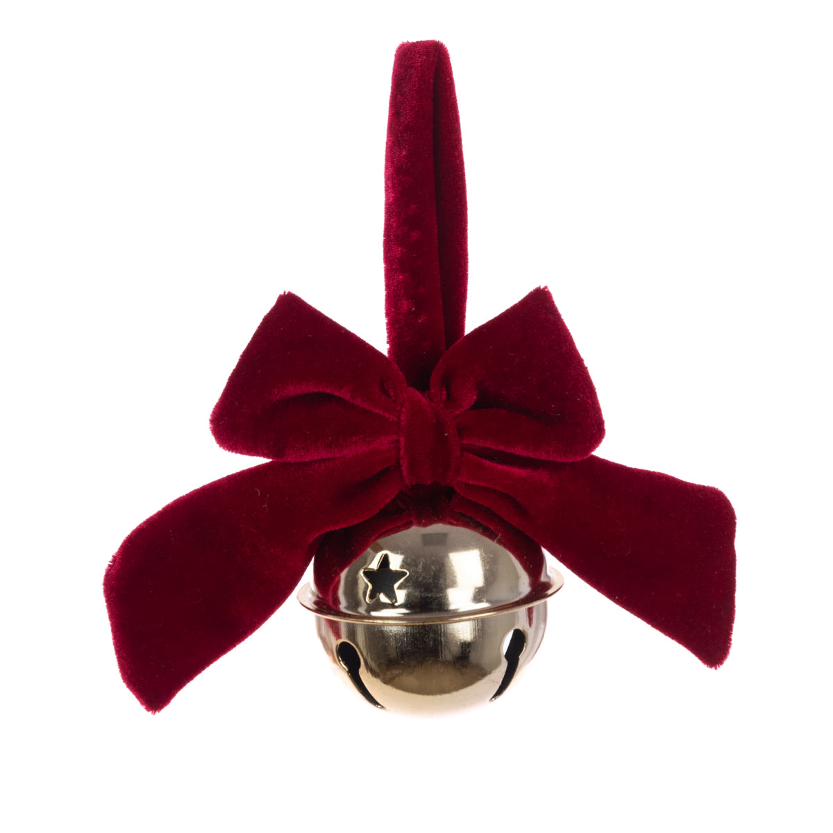 Gold Mini Christmas Bell with Red Velvet Bow