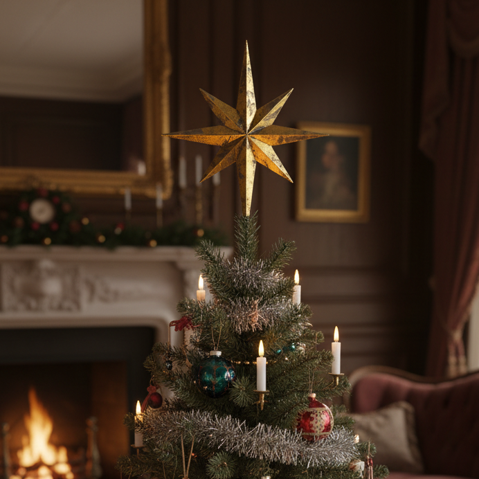 Metallic Gold Bethlehem Star Christmas Tree Topper