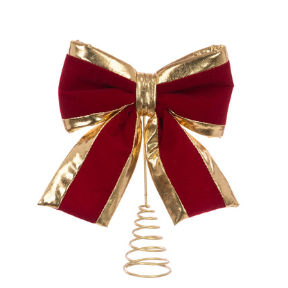 Red and Gold Bow Christmas Tree Topper