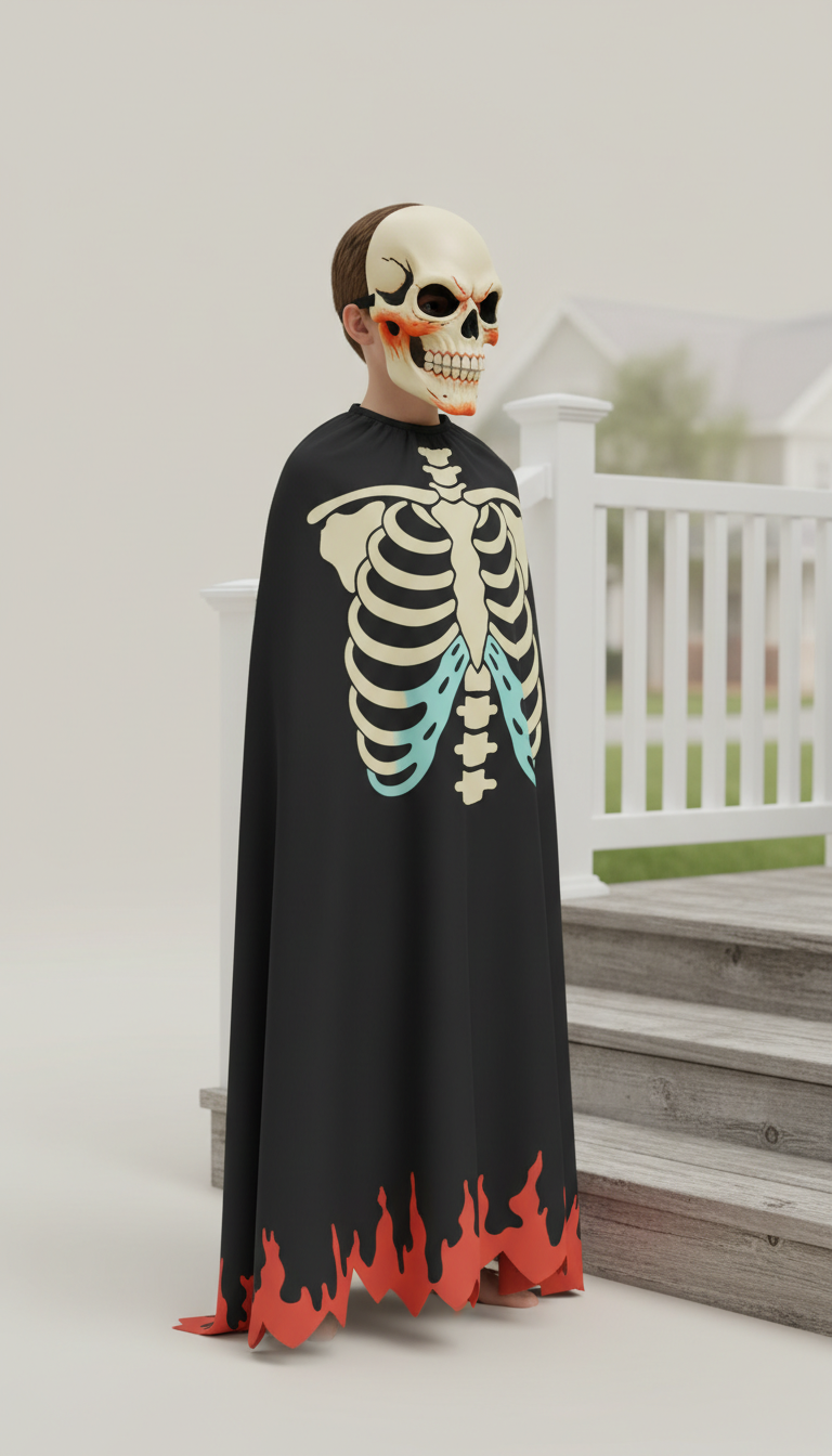 Adult Skeleton Mask & Cape Set