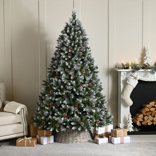 5ft River View Frosted Fir with Pinecones and Berries Christmas Tree
