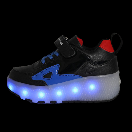 Black/Blue Roller Light up Rechargeable Shoes
