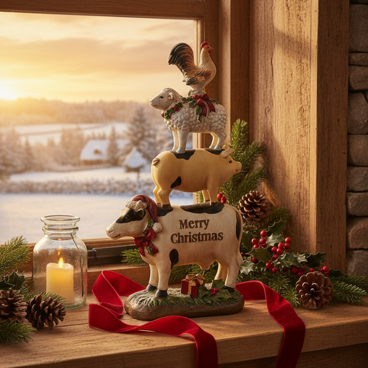 Merry Christmas Farm Animals Stack Ornament