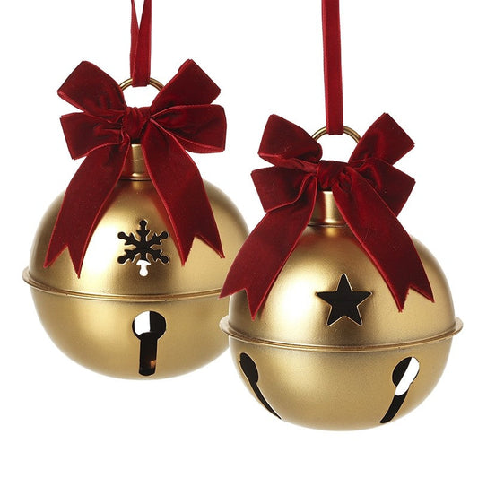 Christmas Gold Bell with Velvet Red Bow
