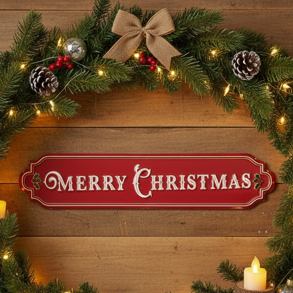 Merry Christmas Metal Wall Sign