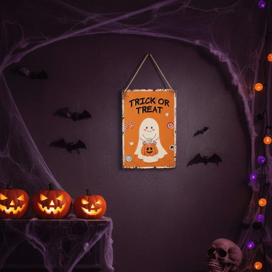 Trick or Treat Metal Hanging Sign