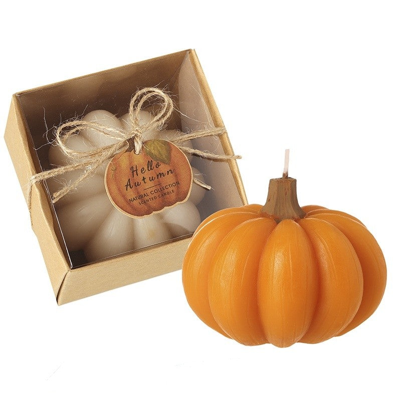 Hello Autumn Pumpkin Wax Candle Set of 2