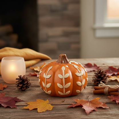 Orange Ceramic Pumpkin Decoration