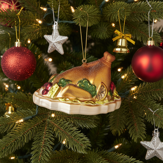 Christmas Turkey Glass Hanging Decoration