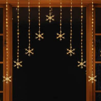 1.2 x 1.2m Warm White LED Flexibright Snowflake Christmas V Curtain Lights